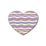 Colorful Wavy Stripes Pattern 7200 Rubber Coaster (Heart)  Front