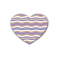 Colorful Wavy Stripes Pattern 7200 Heart Coaster (4 Pack)  by dflcprints