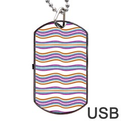 Colorful Wavy Stripes Pattern 7200 Dog Tag Usb Flash (two Sides) by dflcprints