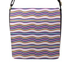 Colorful Wavy Stripes Pattern 7200 Flap Messenger Bag (l)  by dflcprints