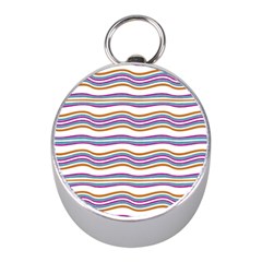 Colorful Wavy Stripes Pattern 7200 Mini Silver Compasses by dflcprints