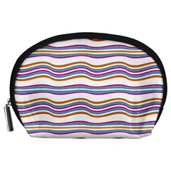 Colorful Wavy Stripes Pattern 7200 Accessory Pouches (large)  by dflcprints