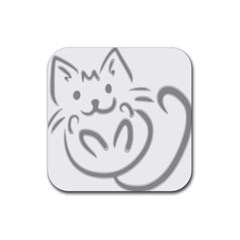 Cat Feline Cute Pet Animal Rubber Coaster (square)  by Simbadda