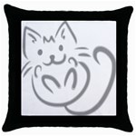 Cat Feline Cute Pet Animal Throw Pillow Case (Black) Front