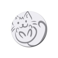 Cat Feline Cute Pet Animal Rubber Coaster (round)  by Simbadda