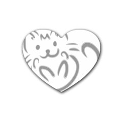 Cat Feline Cute Pet Animal Rubber Coaster (heart)  by Simbadda