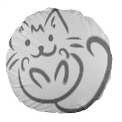 Cat Feline Cute Pet Animal Large 18  Premium Flano Round Cushions by Simbadda