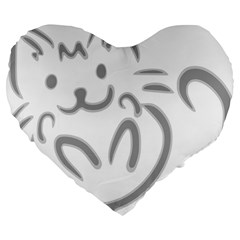 Cat Feline Cute Pet Animal Large 19  Premium Flano Heart Shape Cushions by Simbadda