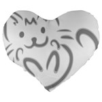 Cat Feline Cute Pet Animal Large 19  Premium Flano Heart Shape Cushions Back