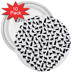 Heart Love Cats Kitten Kitty 3  Buttons (10 Pack)  by Simbadda