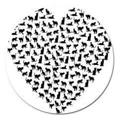 Heart Love Cats Kitten Kitty Magnet 5  (round) by Simbadda