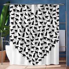 Heart Love Cats Kitten Kitty Shower Curtain 60  X 72  (medium)  by Simbadda