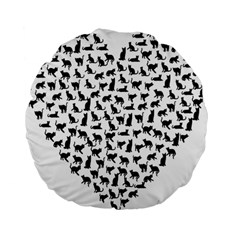 Heart Love Cats Kitten Kitty Standard 15  Premium Flano Round Cushions by Simbadda