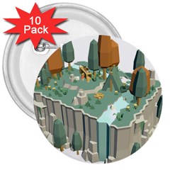 Camping Low Poly 3d Polygons 3  Buttons (10 Pack)  by Simbadda