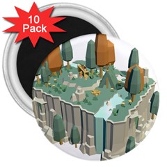 Camping Low Poly 3d Polygons 3  Magnets (10 Pack)  by Simbadda