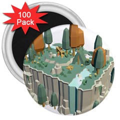 Camping Low Poly 3d Polygons 3  Magnets (100 Pack) by Simbadda