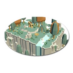 Camping Low Poly 3d Polygons Oval Magnet by Simbadda