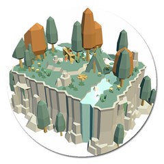 Camping Low Poly 3d Polygons Magnet 5  (round) by Simbadda