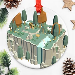 Camping Low Poly 3d Polygons Round Ornament (two Sides) by Simbadda