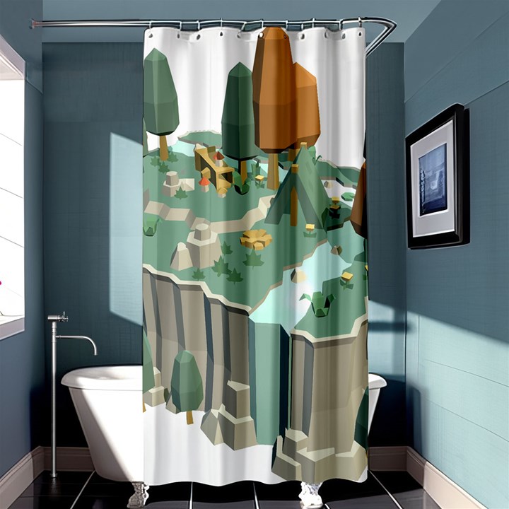 Camping Low Poly 3d Polygons Shower Curtain 36  x 72  (Stall) 