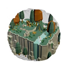 Camping Low Poly 3d Polygons Standard 15  Premium Round Cushions by Simbadda