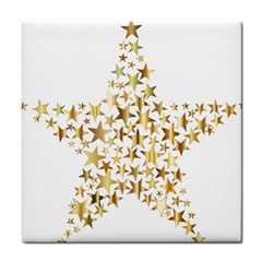 Star Fractal Gold Shiny Metallic Tile Coasters by Simbadda