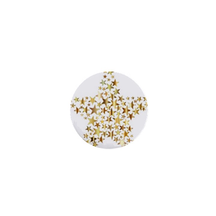 Star Fractal Gold Shiny Metallic 1  Mini Buttons