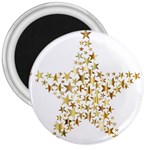 Star Fractal Gold Shiny Metallic 3  Magnets Front