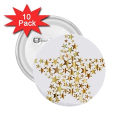 Star Fractal Gold Shiny Metallic 2 25  Buttons (10 Pack)  by Simbadda