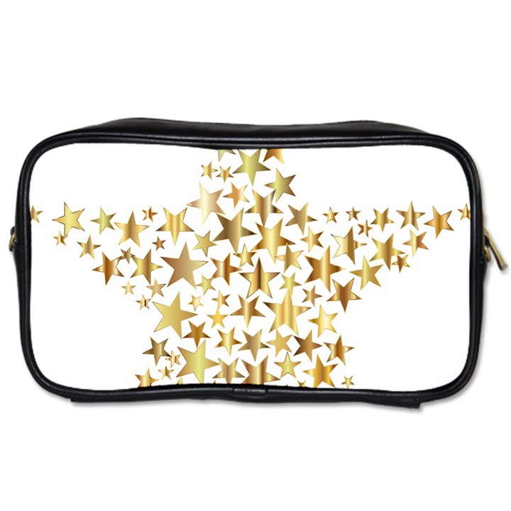 Star Fractal Gold Shiny Metallic Toiletries Bags 2-Side