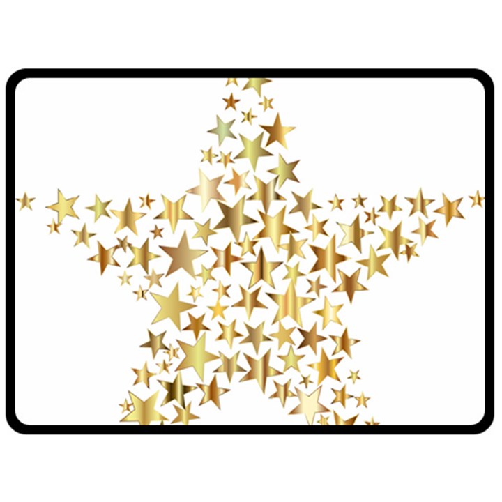 Star Fractal Gold Shiny Metallic Fleece Blanket (Large) 