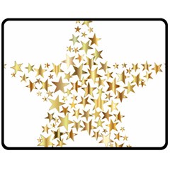 Star Fractal Gold Shiny Metallic Fleece Blanket (medium)  by Simbadda