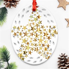 Star Fractal Gold Shiny Metallic Oval Filigree Ornament (two Sides) by Simbadda