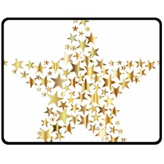 Star Fractal Gold Shiny Metallic Double Sided Fleece Blanket (medium)  by Simbadda