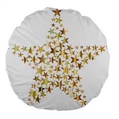 Star Fractal Gold Shiny Metallic Large 18  Premium Flano Round Cushions by Simbadda