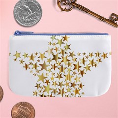 Star Fractal Gold Shiny Metallic Large Coin Purse by Simbadda