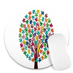 Tree Share Pieces Of The Puzzle Round Mousepads by Simbadda