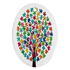 Tree Share Pieces Of The Puzzle Ornament (oval) by Simbadda