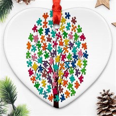 Tree Share Pieces Of The Puzzle Ornament (heart) by Simbadda