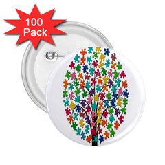 Tree Share Pieces Of The Puzzle 2 25  Buttons (100 Pack)  by Simbadda