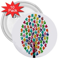 Tree Share Pieces Of The Puzzle 3  Buttons (10 Pack)  by Simbadda