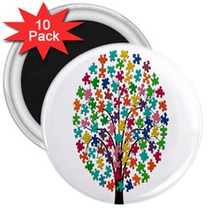 Tree Share Pieces Of The Puzzle 3  Magnets (10 Pack)  by Simbadda