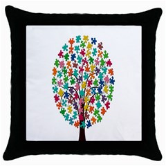 Tree Share Pieces Of The Puzzle Throw Pillow Case (black) by Simbadda