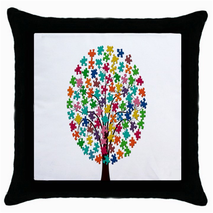 Tree Share Pieces Of The Puzzle Throw Pillow Case (Black)