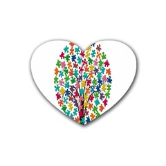 Tree Share Pieces Of The Puzzle Heart Coaster (4 Pack)  by Simbadda