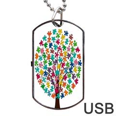 Tree Share Pieces Of The Puzzle Dog Tag Usb Flash (two Sides) by Simbadda