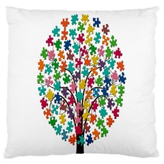 Tree Share Pieces Of The Puzzle Large Cushion Case (one Side) by Simbadda