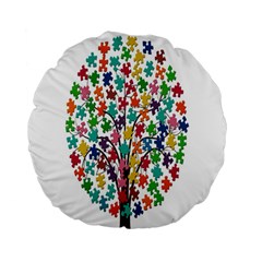 Tree Share Pieces Of The Puzzle Standard 15  Premium Round Cushions by Simbadda