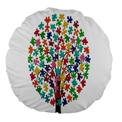 Tree Share Pieces Of The Puzzle Large 18  Premium Round Cushions by Simbadda