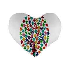 Tree Share Pieces Of The Puzzle Standard 16  Premium Heart Shape Cushions by Simbadda